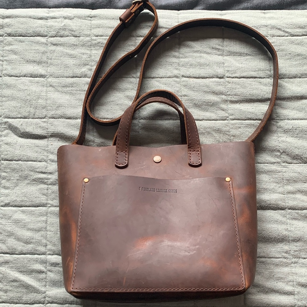 Portland leather mini crossbody tote